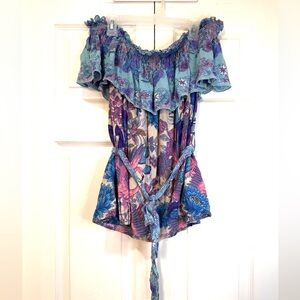 Spell & The Gypsy Collective – Siren Song Off-Shoulder Top – Mermaid Print – XS